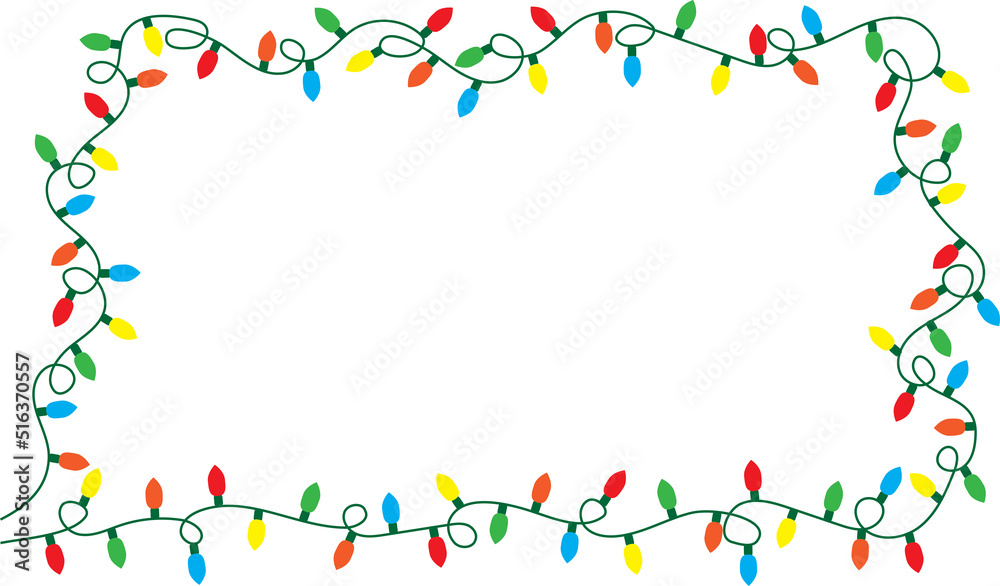 Christmas lights string isolated frame on white background vector Christmas lights string isolated frame on white background vector