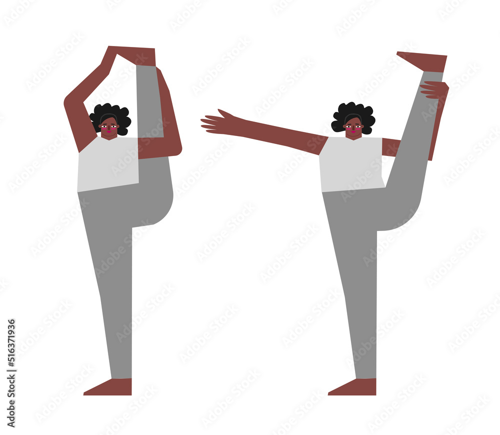Vector concept with flat body positive characters. African American
