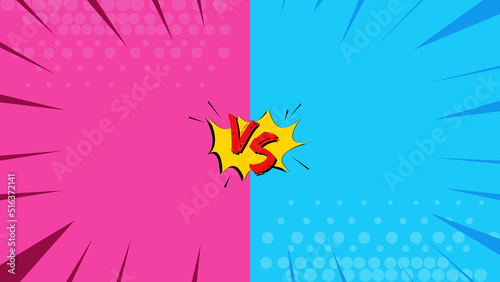 Comic book versus template background - Pop art style - Illustration - Pink and blue.