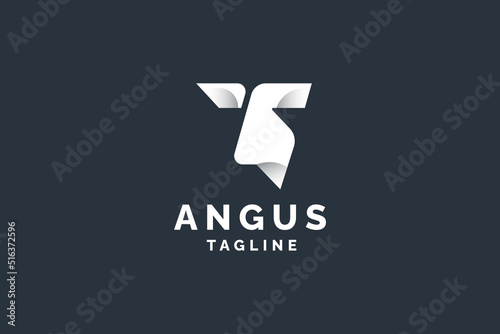 Angus, cow head logo design vector illustration.