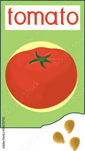 Open sachet with red tomato plant seeds isolated on white background