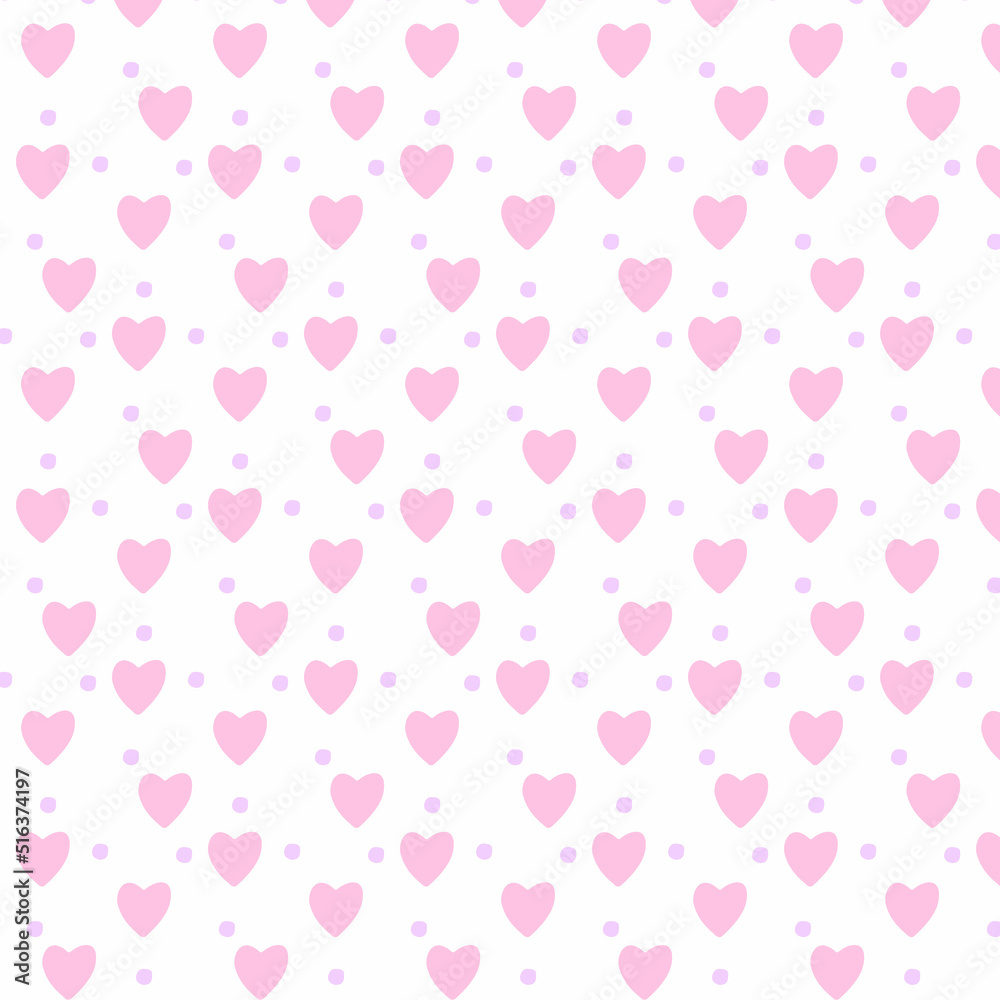 Seamless pattern with hand drawn hearts and dots. Texture for textile, wrapping paper,for the children's clothing, design wall art, kid's products and room decor. Vector illustration