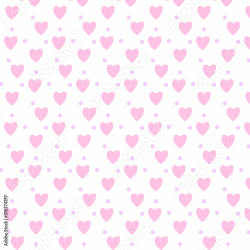 Seamless pattern with hand drawn hearts and dots. Texture for textile, wrapping paper,for the children's clothing, design wall art, kid's products and room decor. Vector illustration