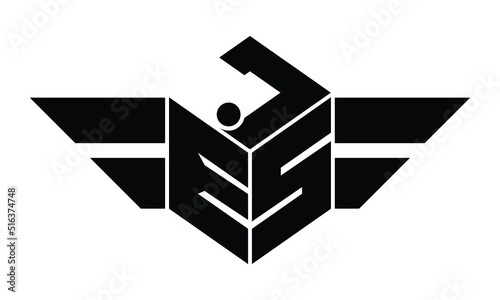 JES three letter gaming logo in polygon cube shape logo design vector template. wordmark logo | emblem logo | monogram logo | initial letter logo | sports logo | minimalist logo | typography logo | photo