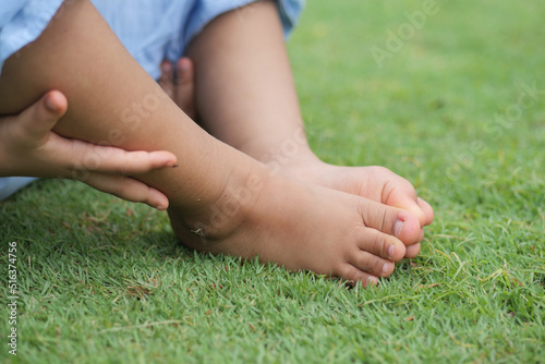  child girl suffering from itching skin, close up.