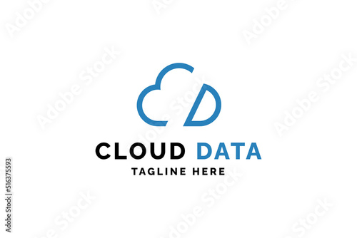 Cloud with letter D for cloud data company logo design vector illustration.