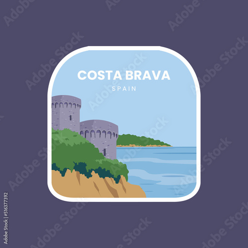 Tela Emblem patch illustration of costa brava spain