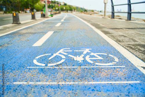 Bike road on the embankment in Istanbul, Turkey. Healthy lifestyle. High quality photo photo