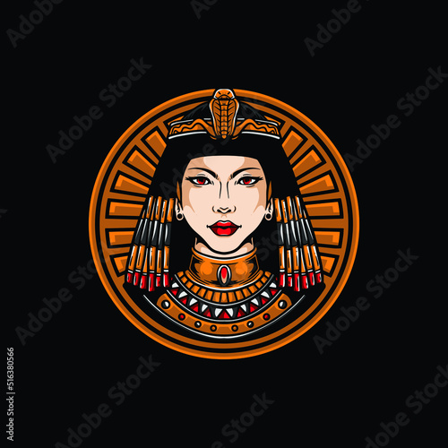 Cleopatra vector character illustration logo.