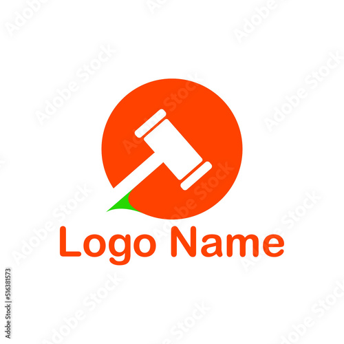 Hammer with Logo Name editable text for law or jurisdiction related company logo design