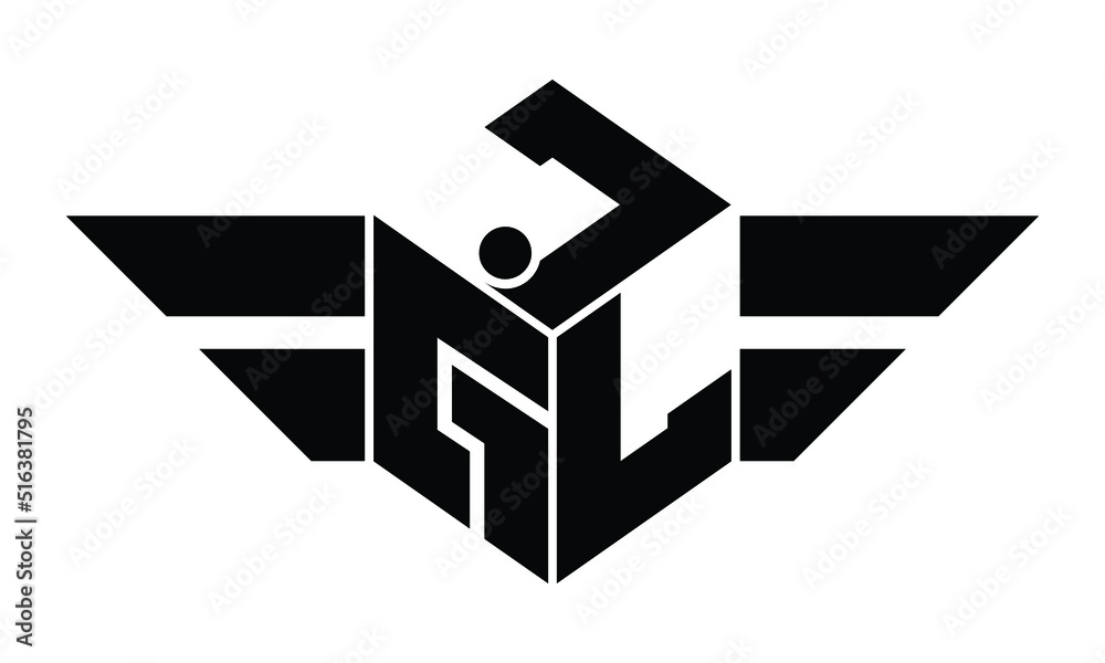 JQL three letter gaming logo in polygon cube shape logo design