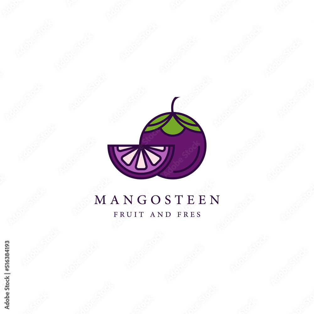 Mangosteen logo design template. Graphic design vector illustration