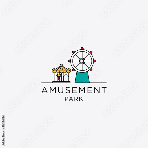 Amusement Park logo design template. Graphic design vector illustration