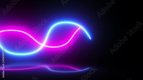 3d render glowing neon lines, abstract background looped animation.