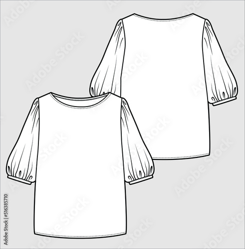 WOVEN AND KNIT TOP FOR WOMEN AND GIRLS IN VECTOR