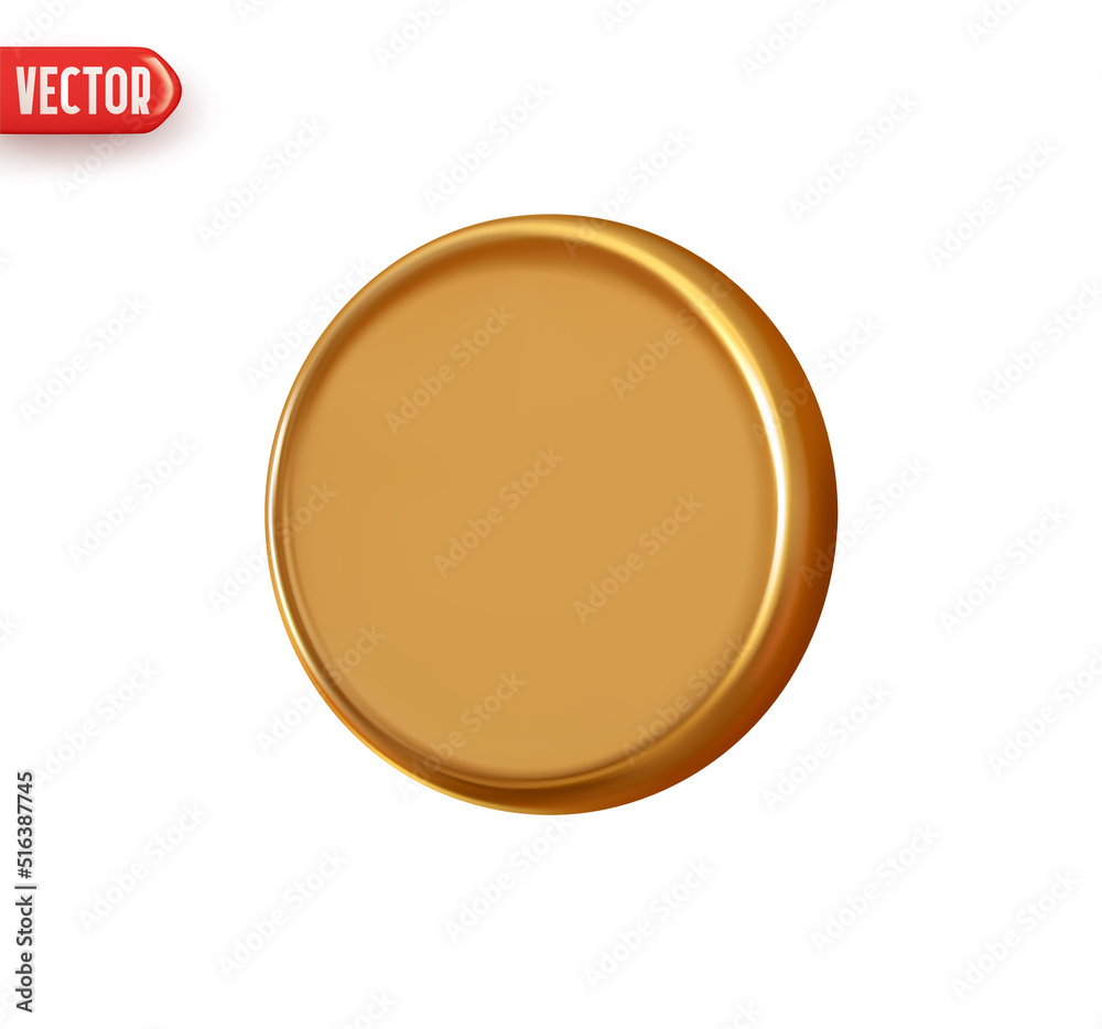 Metal gold coin. Money change. Realistic 3d design In plastic cartoon style. Icon isolated on white background. Vector illustration Metal gold coin. Money change. Realistic 3d design In plastic cartoon style. Icon isolated on white background. Vector illustration