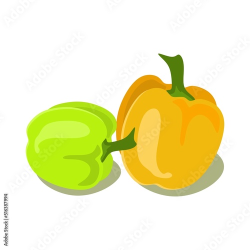 Bulgarian sweet pepper isolated on a white background, vector clipart