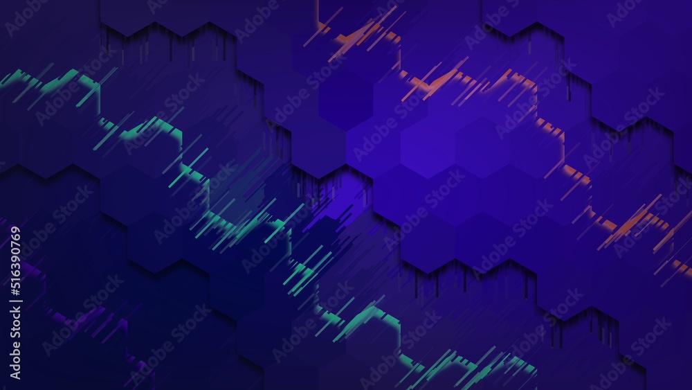 abstract dark purple pixelate crystalized honeycomb background. Aesthetic low poly hexagon with purple background