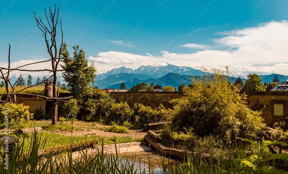 Fototapeta premium Beautiful summer view near Hellbrunn, Salzburg, Austria