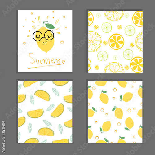 Lemon pattern collection, colourful background, Lemon background.tropical. Summer pattern