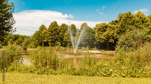 Beautiful summer view at Osterhofen city park, Danube, Bavaria, Germany photo