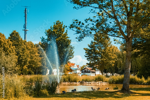 Beautiful summer view at Osterhofen city park, Danube, Bavaria, Germany photo