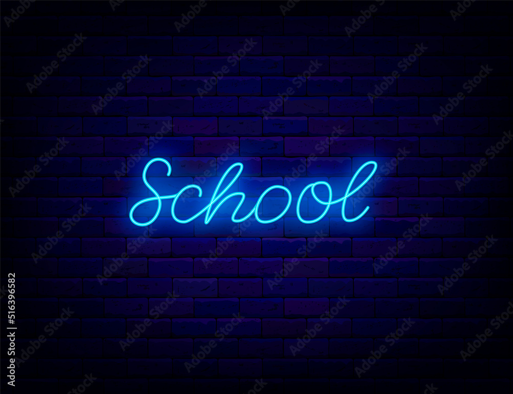 Obraz premium School neon lettering. Welcome to school sign. September activity. Vector stock illustration