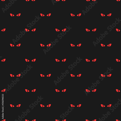 Red evil eyes on black background. Halloween vector seamless pattern. Best for textile, print, wrapping paper, package and festive decoration.