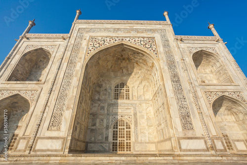 Facade of the Taj Mahal in Agra, Uttar Pradesh, India, Asia