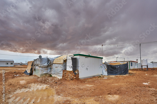 Syrian refugees lives in quite precarious barracks in Zaatari refugee camp, in Jordan, close to the Syrian border