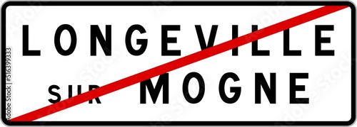 Panneau sortie ville agglomération Longeville-sur-Mogne / Town exit sign Longeville-sur-Mogne