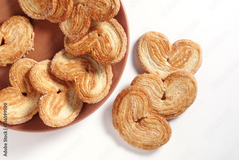 Puff pastry in the shape of heart
