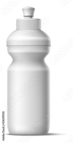 Sport bottle blank mockup. Realistic white plastic
