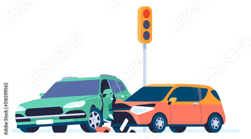 Traffic road accident. Car hitting in vehicle side