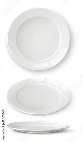 Slika na platnu White plate set. Realistic table dish mockup