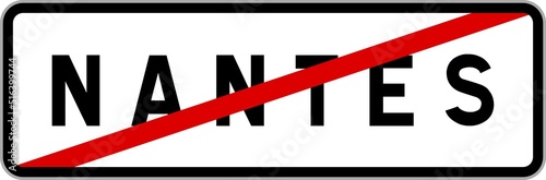 Canvas Print Panneau sortie ville agglomération Nantes / Town exit sign Nantes