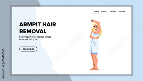 armpit hair removal vector. laser beauty, skin body face, treatment female armpit hair removal web flat cartoon illustration