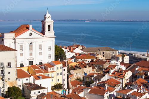 Panoramic view of the Alfama neighborhood in the city of Lisbon