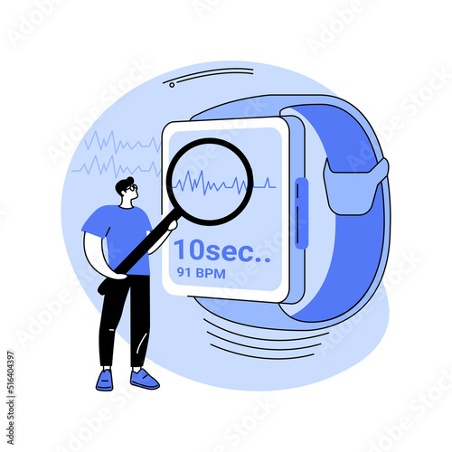 Smartwatch ECG Tracking Feature isolated cartoon vector illustrations.