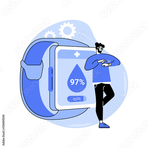 Smartwatch blood oxygen level monitoring isolated cartoon vector illustrations.