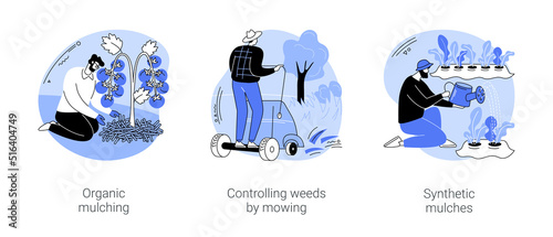 Weed management isolated cartoon vector illustrations se