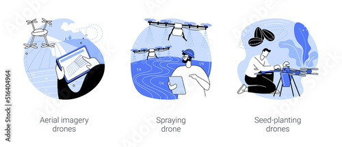 Agricultural drones isolated cartoon vector illustrations se