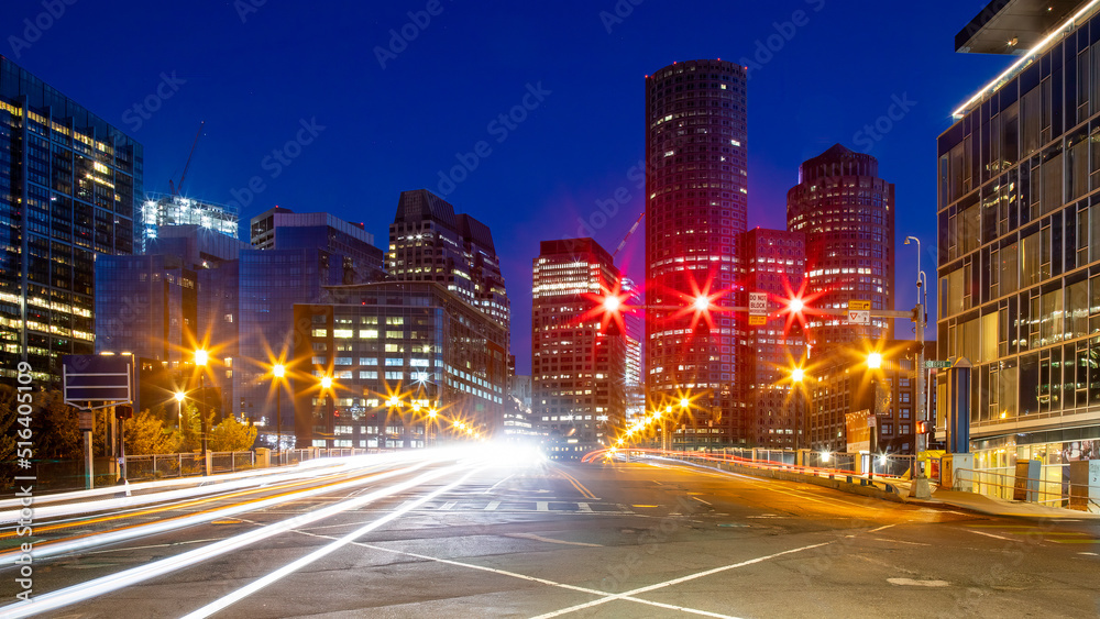 Boston Massachusetts Traffic Cityscape Dawn