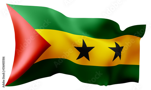 Flag of Sao Tome and Principe waving in the wind.