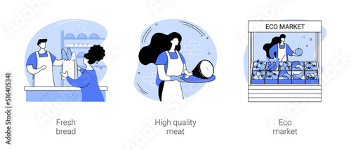 Buying groceries isolated cartoon vector illustrations se
