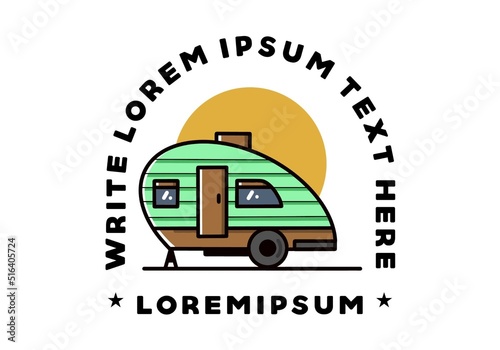 Teardrop camper vintage illustration design