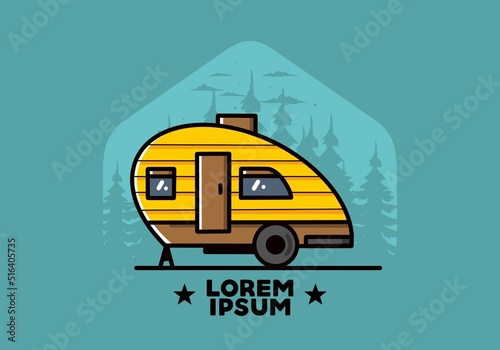 Teardrop camper vintage illustration design