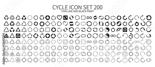 Icon set related to cycles and recycling photo