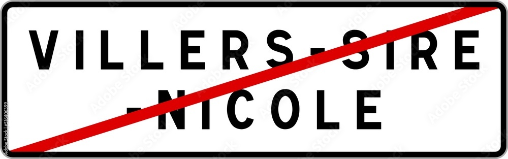 Panneau sortie ville agglomération Villers-Sire-Nicole / Town exit sign Villers-Sire-Nicole