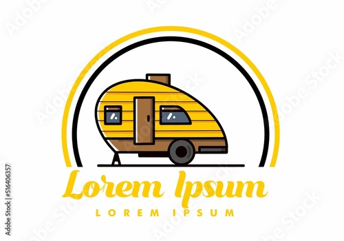 Teardrop camper vintage illustration design